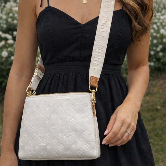 White Crossbody Bag with Gold Accents - Picture 2 of 6